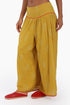 Super wide leg printed pants with contrast color piping