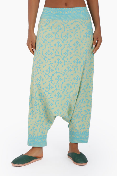 Harem pants in printed cotton with one side pocket
