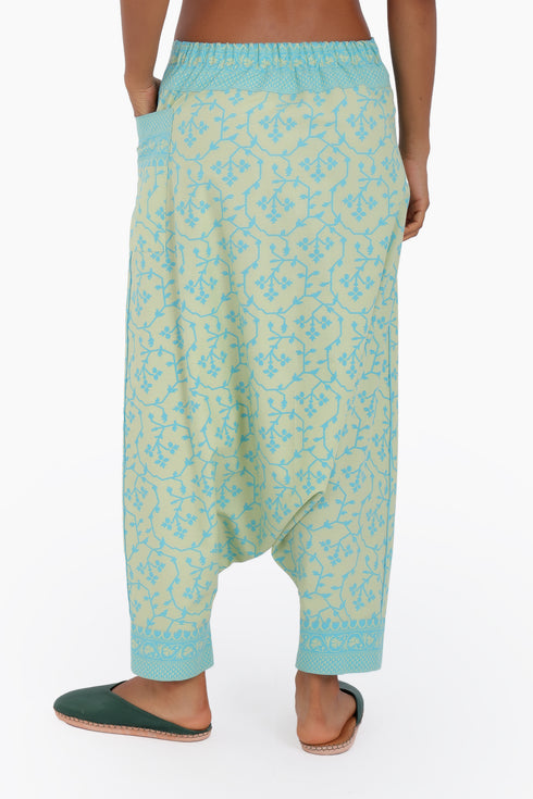 Harem pants in printed cotton with one side pocket