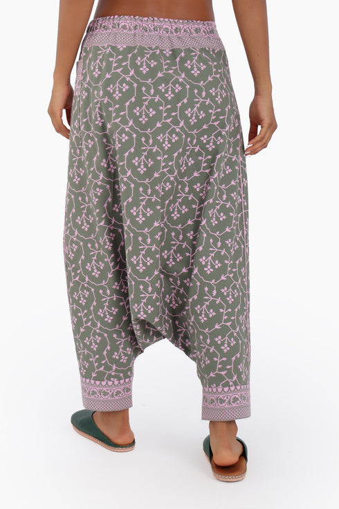 Harem pants in printed cotton with one side pocket