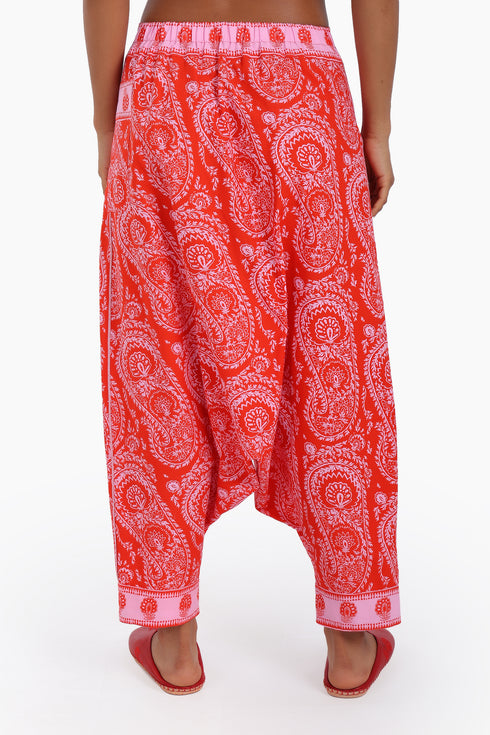 Harem printed pants with one pocket on the side