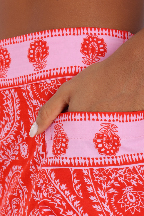 Harem printed pants with one pocket on the side