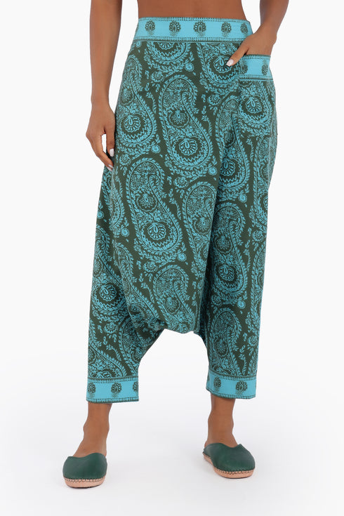 Harem printed pants with one pocket on the side