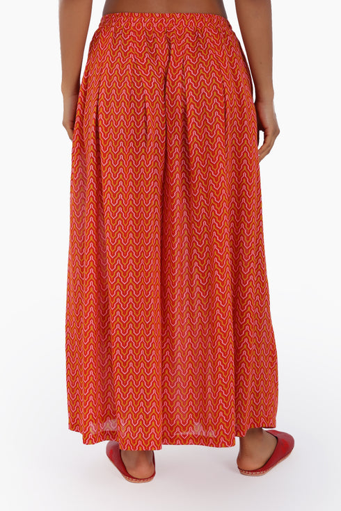Wide leg pants in printed cotton gauze with pockets