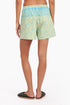 Shorts in printed cotton with front flaps