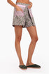 Shorts in printed cotton with front flaps