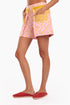 Shorts in printed cotton with front flaps