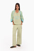 Wide leg pants in cotton with two front patch pockets