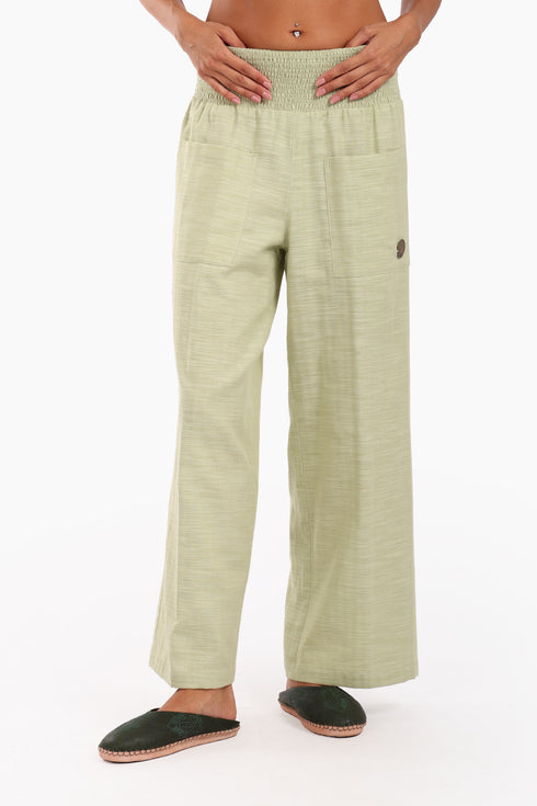Wide leg pants in cotton with two front patch pockets