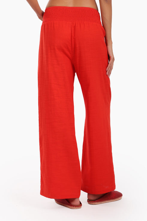 Wide leg pants in cotton with two front patch pockets