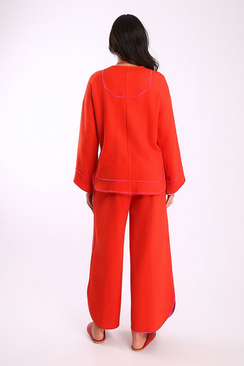 Pants in cashmere blend with elastic waistband