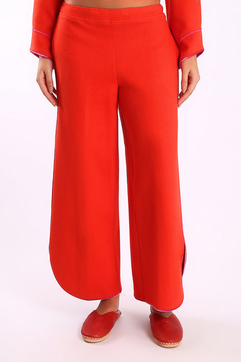 Pants in cashmere blend with elastic waistband