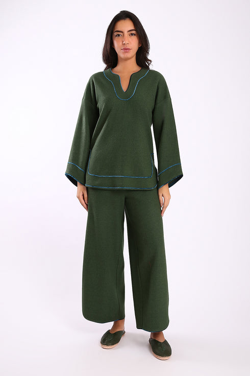 Pants in cashmere blend with elastic waistband