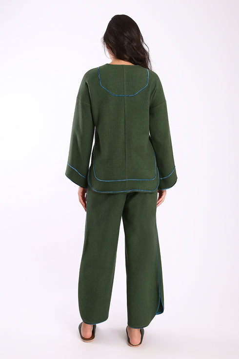 Pants in cashmere blend with elastic waistband