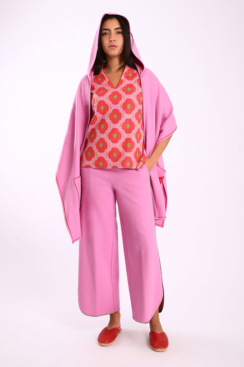 Pants in cashmere blend with elastic waistband