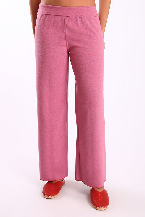 Reversible straight leg pants in cotton blend jacquard