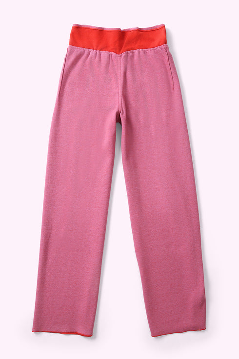 Reversible straight leg pants in cotton blend jacquard