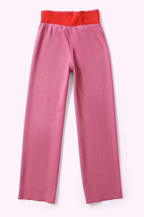 Reversible straight leg pants in cotton blend jacquard