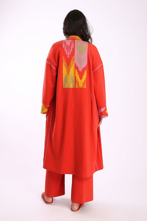 Reversible straight leg pants in cotton blend jacquard