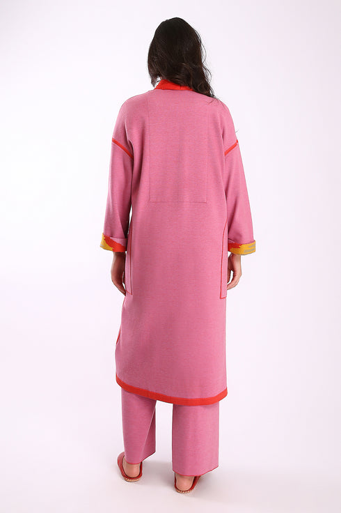 Reversible straight leg pants in cotton blend jacquard