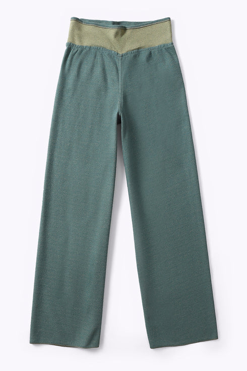 Reversible straight leg pants in cotton blend jacquard