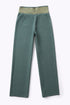 Reversible straight leg pants in cotton blend jacquard