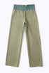 Reversible straight leg pants in cotton blend jacquard