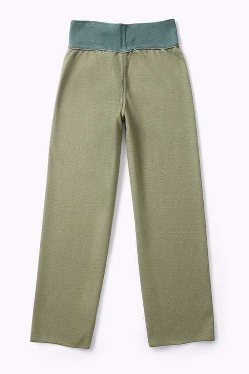 Reversible straight leg pants in cotton blend jacquard
