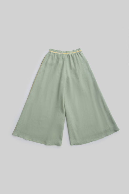 Lined Wide Leg pants in linen with elastic waistband