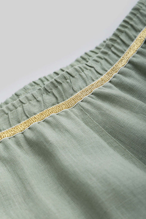 Lined Wide Leg pants in linen with elastic waistband