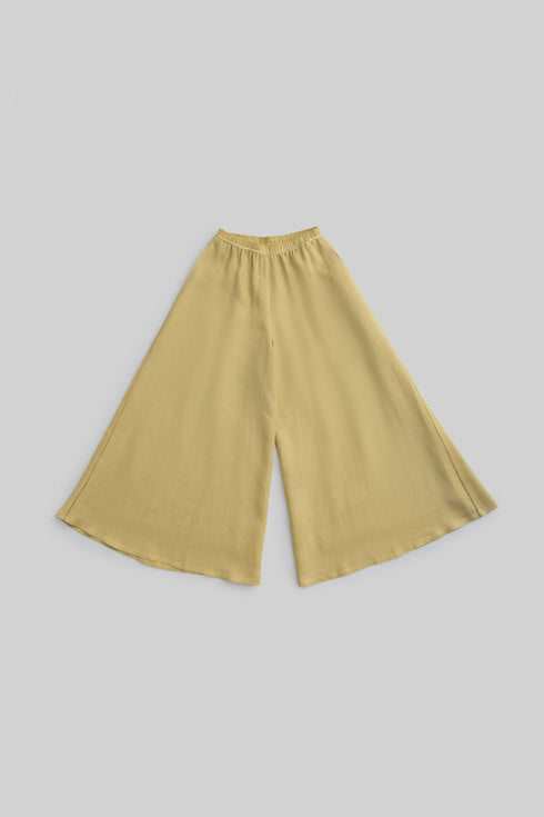 Lined Wide Leg pants in linen with elastic waistband
