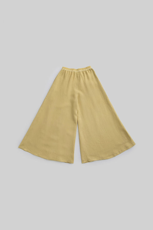 Lined Wide Leg pants in linen with elastic waistband