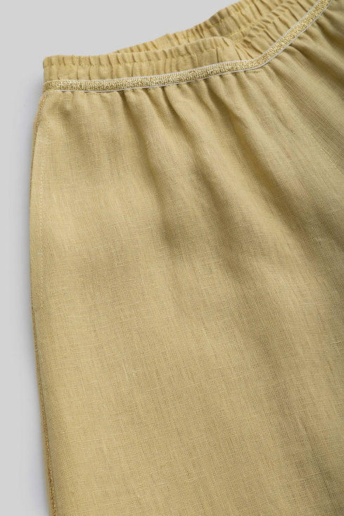 Lined Wide Leg pants in linen with elastic waistband
