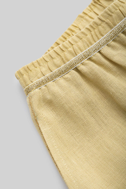 Lined Wide Leg pants in linen with elastic waistband