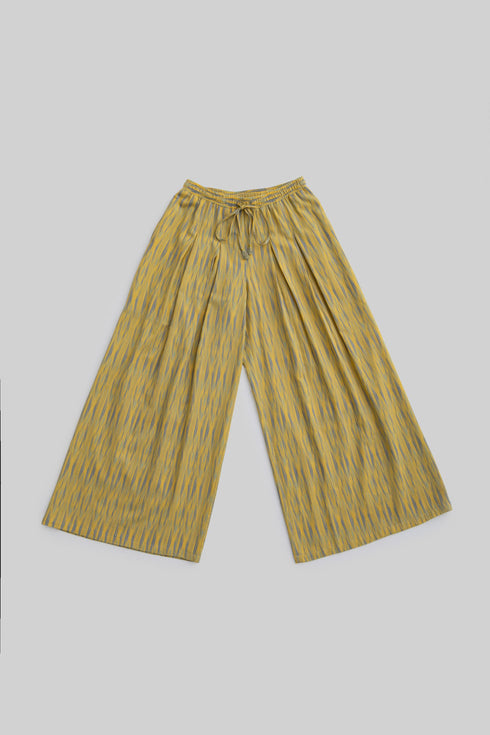 Printed Cotton Wide Leg Pants with Drawstring Waist