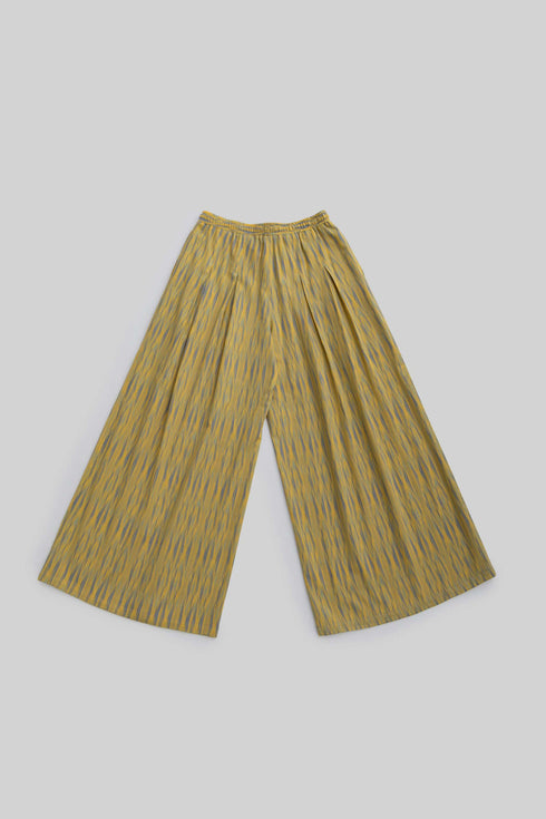 Printed Cotton Wide Leg Pants with Drawstring Waist