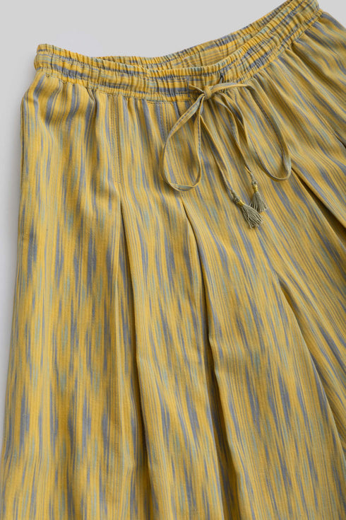 Printed Cotton Wide Leg Pants with Drawstring Waist