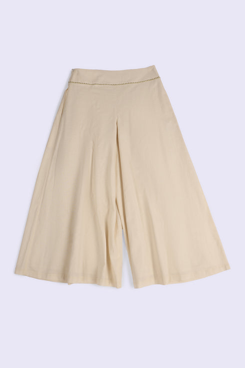 Refined linen cotton wide leg pants