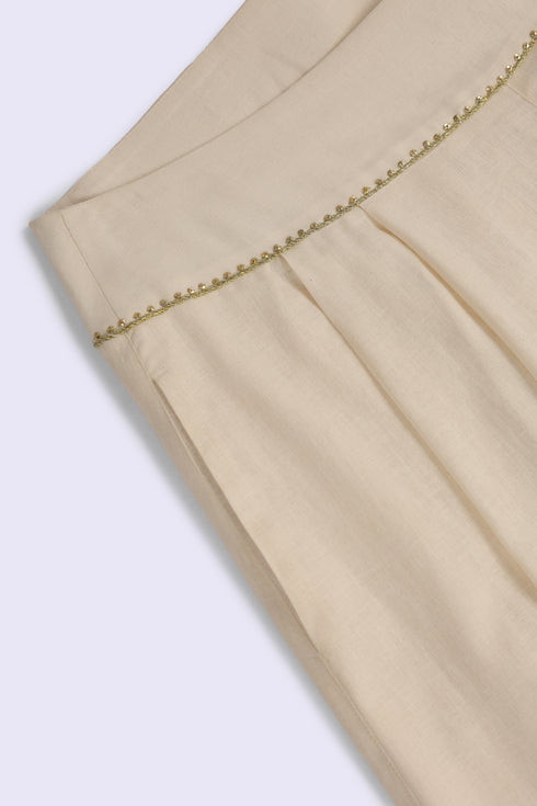 Refined linen cotton wide leg pants
