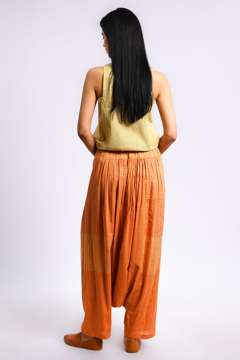 Harem pants in printed Egyptian cotton voile with patch pocket