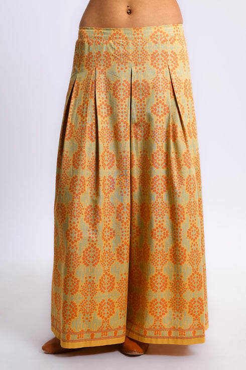 Wide leg pants in printed Egyptian cotton