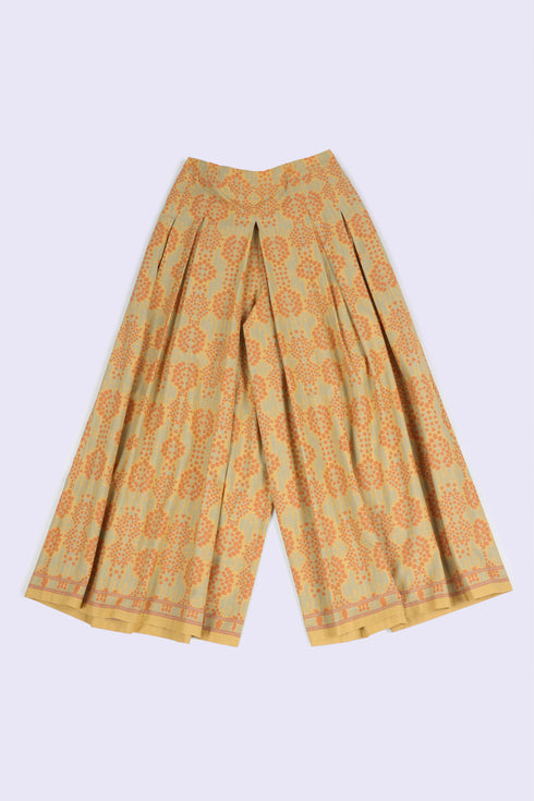 Wide leg pants in printed Egyptian cotton
