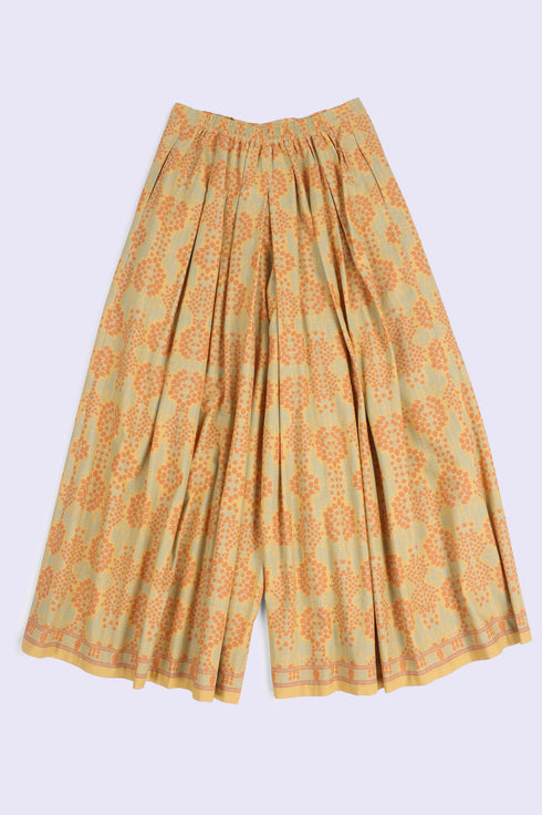 Wide leg pants in printed Egyptian cotton