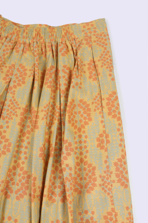 Wide leg pants in printed Egyptian cotton
