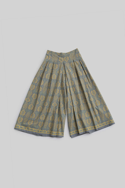 Wide leg pants in printed Egyptian cotton