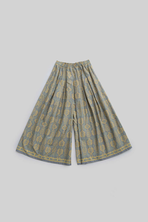 Wide leg pants in printed Egyptian cotton