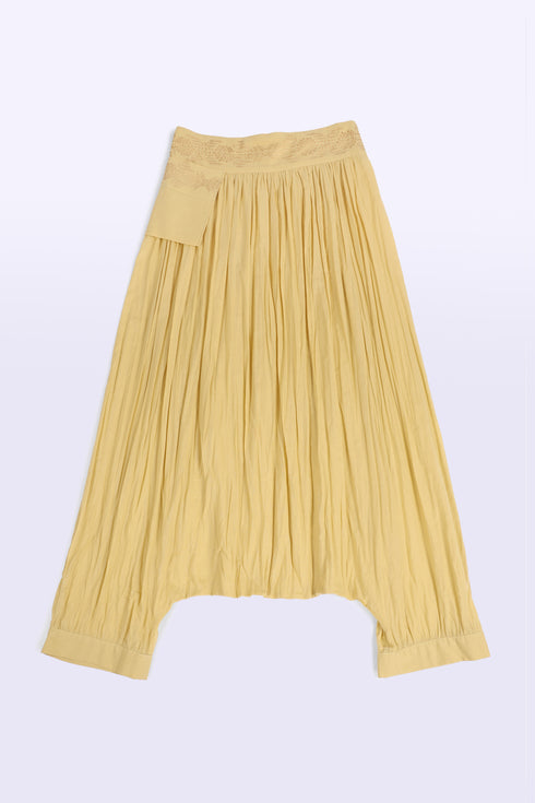 Harem pants in printed cotton voile with elastic on the back