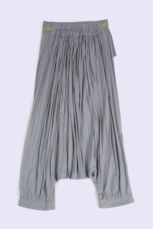 Harem pants in printed cotton voile with elastic on the back