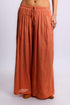 Printed cotton gauze wide leg pants with elastic waistband