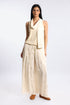 Printed cotton gauze wide leg pants with elastic waistband